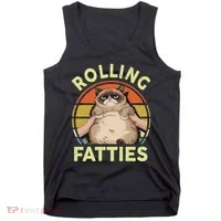 Funny Rolling Fatties Grumpy Kitten Cat Breed Mom Dad Retro Tank Top thumb 0