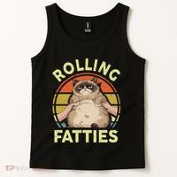 Funny Rolling Fatties Grumpy Kitten Cat Breed Mom Dad Retro Tank Top thumb 2