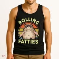 Funny Rolling Fatties Grumpy Kitten Cat Breed Mom Dad Retro Tank Top thumb 3