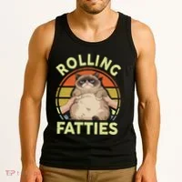Funny Rolling Fatties Grumpy Kitten Cat Breed Mom Dad Retro Tank Top thumb 3