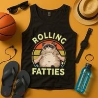 Funny Rolling Fatties Grumpy Kitten Cat Breed Mom Dad Retro Tank Top thumb 4