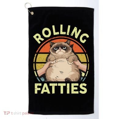 Funny Rolling Fatties Grumpy Kitten Cat Breed Mom Dad Retro Golf Towel