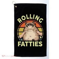 Funny Rolling Fatties Grumpy Kitten Cat Breed Mom Dad Retro Golf Towel thumb 0