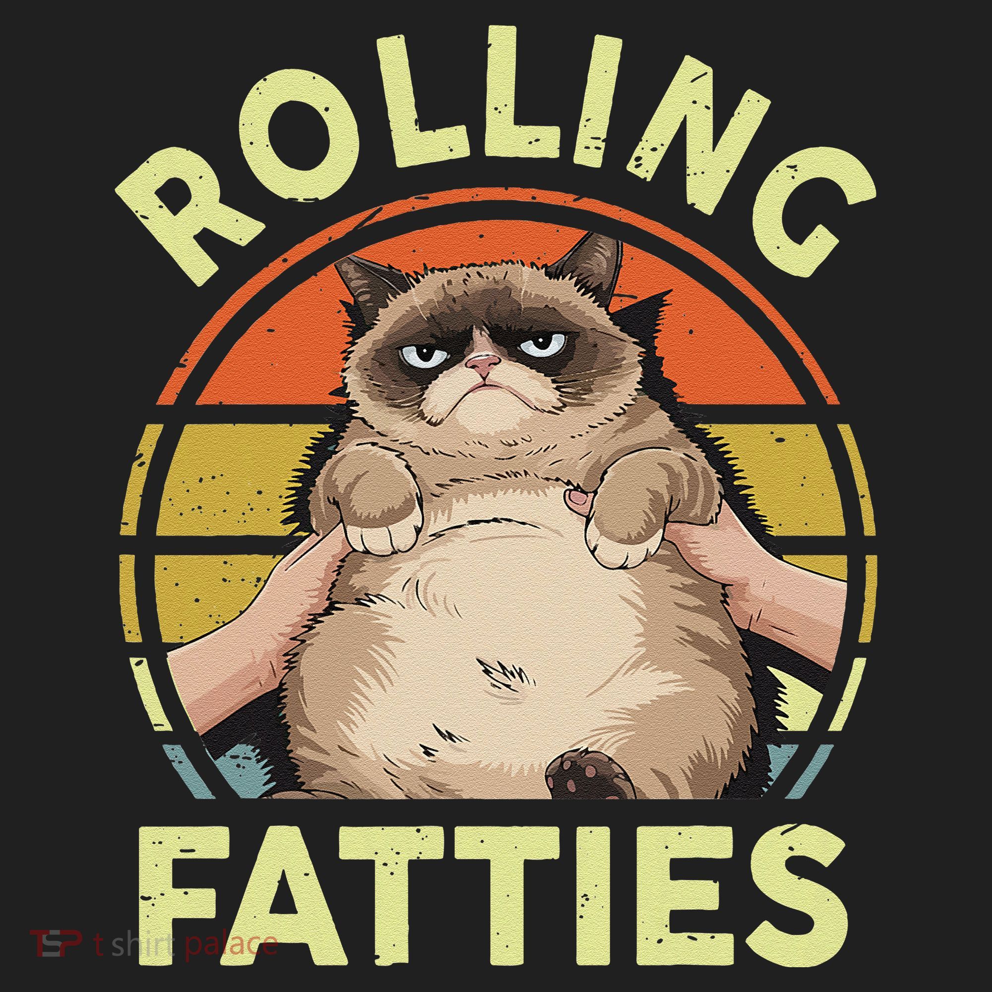 Funny Rolling Fatties Grumpy Kitten Cat Breed Mom Dad Retro Golf Towel