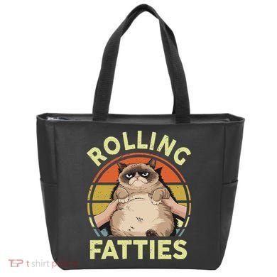 Funny Rolling Fatties Grumpy Kitten Cat Breed Mom Dad Retro Tote Bag