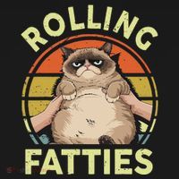 Funny Rolling Fatties Grumpy Kitten Cat Breed Mom Dad Retro Tote Bag thumb 4