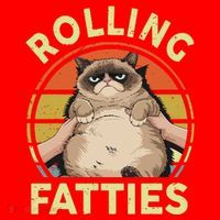 Funny Rolling Fatties Grumpy Kitten Cat Breed Mom Dad Retro Santa Hat thumb 1
