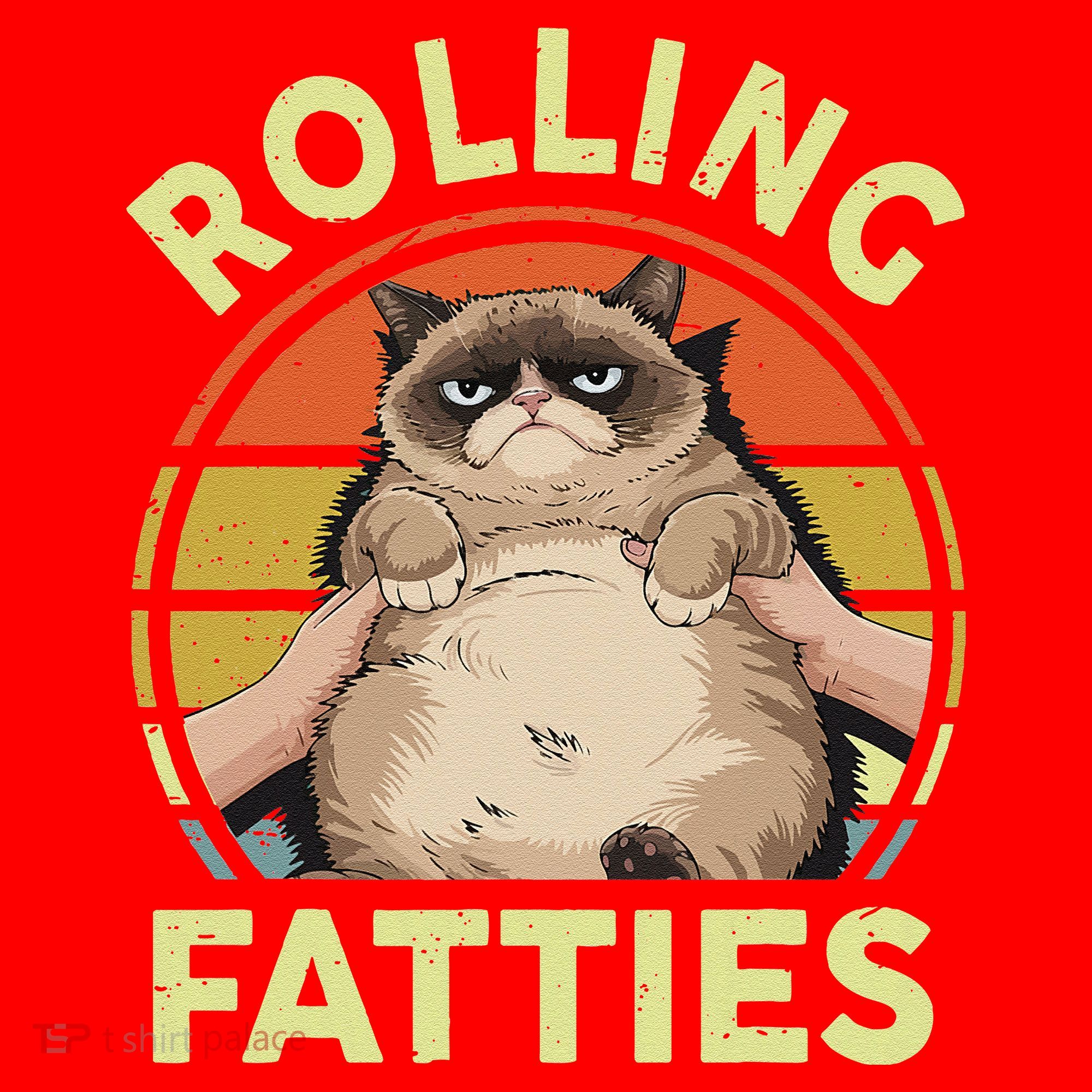 Funny Rolling Fatties Grumpy Kitten Cat Breed Mom Dad Retro Santa Hat