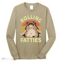 Funny Rolling Fatties Grumpy Kitten Cat Breed Mom Dad Retro Long Sleeve Shirt thumb 0