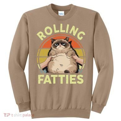 Funny Rolling Fatties Grumpy Kitten Cat Breed Mom Dad Retro Sweatshirt