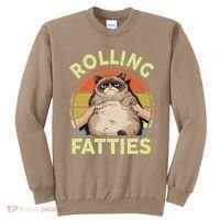 Funny Rolling Fatties Grumpy Kitten Cat Breed Mom Dad Retro Sweatshirt thumb 0