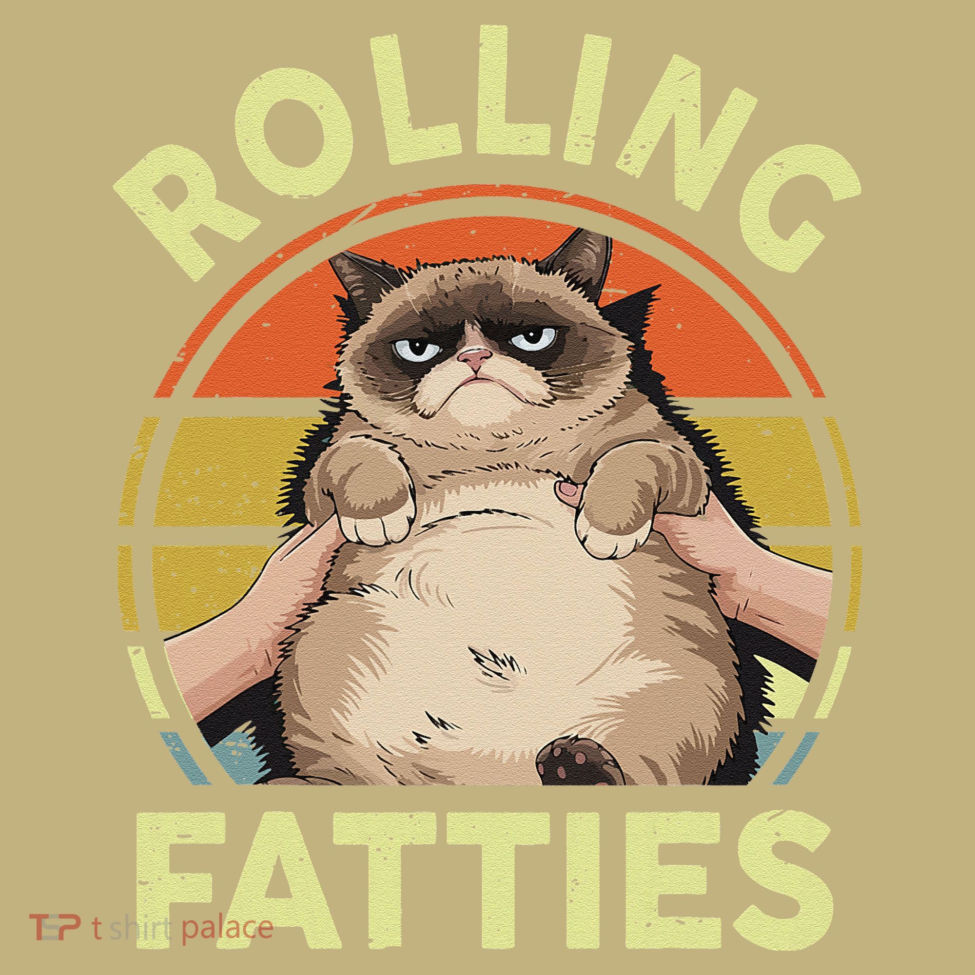 Funny Rolling Fatties Grumpy Kitten Cat Breed Mom Dad Retro Button