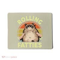 Funny Rolling Fatties Grumpy Kitten Cat Breed Mom Dad Retro Mousepad thumb 0