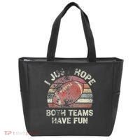 Funny Retro Football I Just Hope Both Teams Have Fun Tote Bag thumb 0