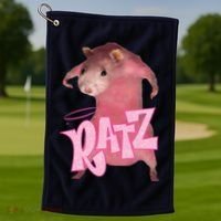 Funny Rat Funny Mouse Ratz Pink Ratz Mouse Meme Pink Rat Golf Towel thumb 1