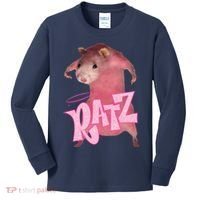 Funny Rat Funny Mouse Ratz Pink Ratz Mouse Meme Pink Rat Kids Long Sleeve Shirt thumb 0