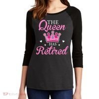 Funny Retirement Floral The Queen Has Retired Women's Tri-Blend 3/4-Sleeve Raglan Shirt thumb 2