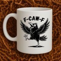 Funny Retro F CAW F Crow Raven Coffee Mug thumb 2