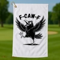 Funny Retro F CAW F Crow Raven Golf Towel thumb 1