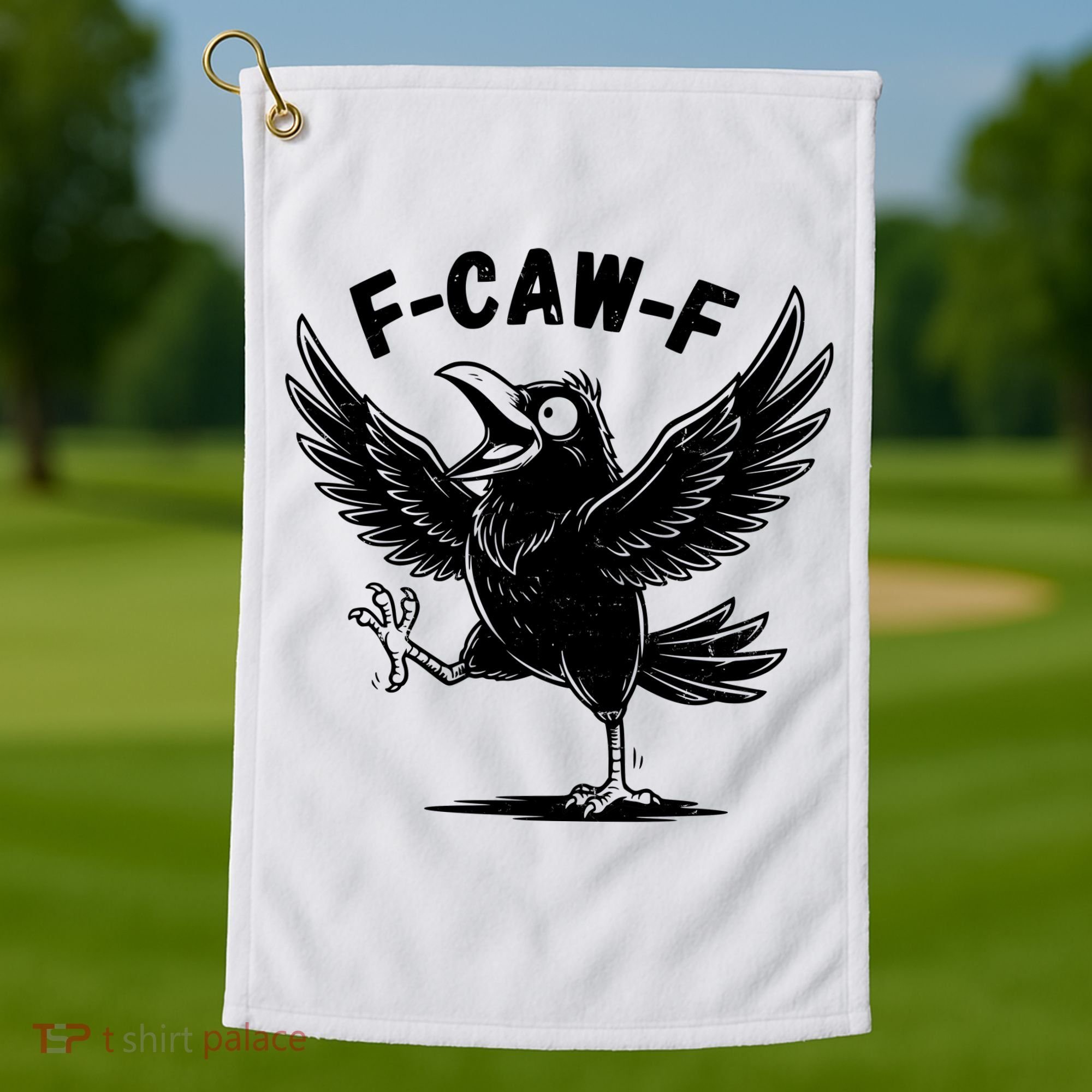 Funny Retro F CAW F Crow Raven Golf Towel