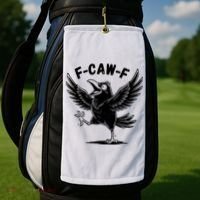 Funny Retro F CAW F Crow Raven Golf Towel thumb 2