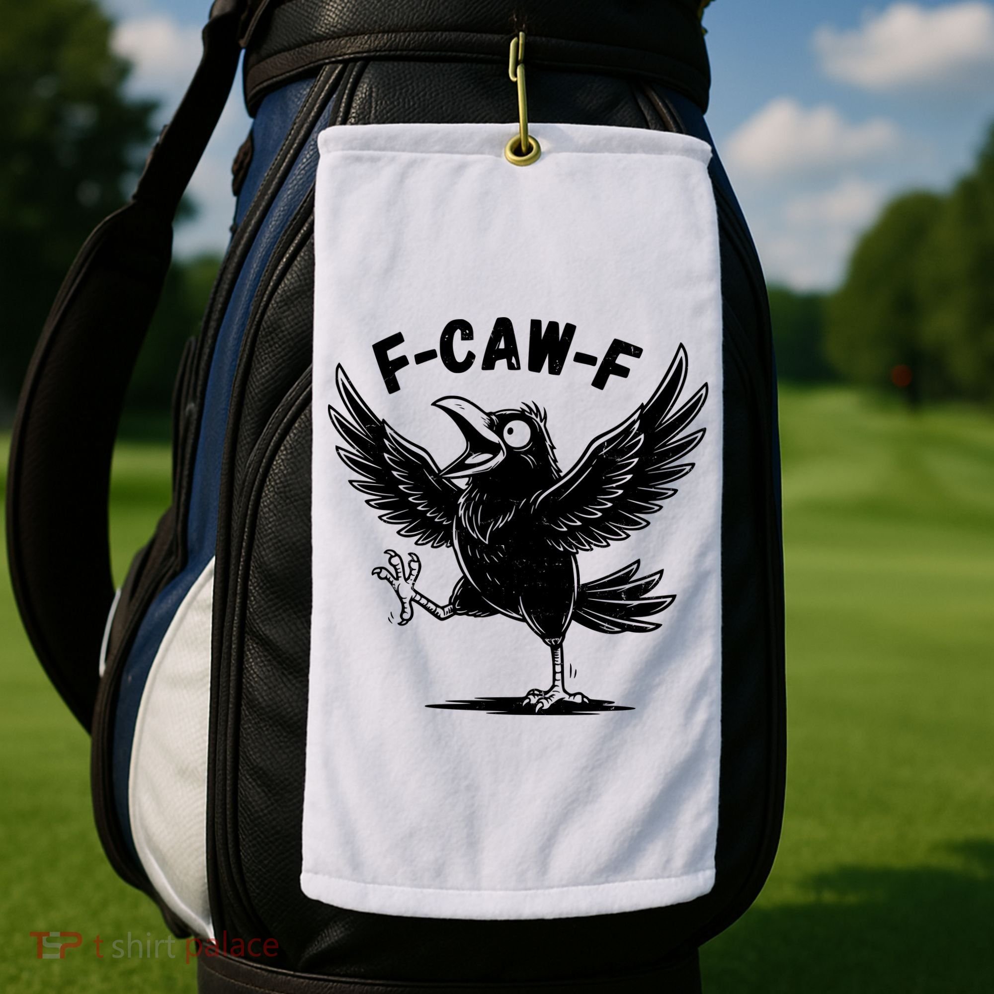 Funny Retro F CAW F Crow Raven Golf Towel
