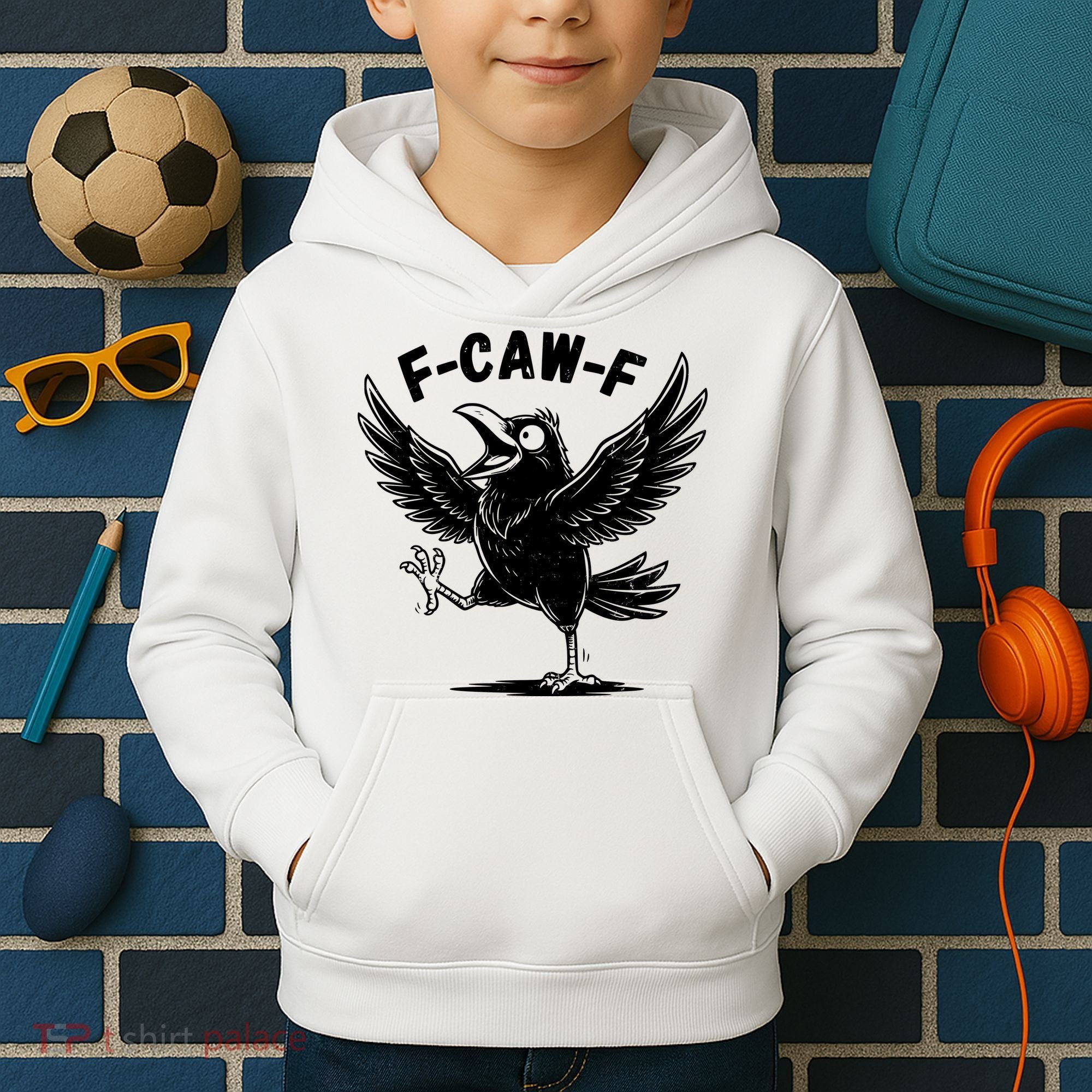 Funny Retro F CAW F Crow Raven Kids Hoodie