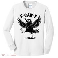 Funny Retro F CAW F Crow Raven Kids Long Sleeve Shirt thumb 0