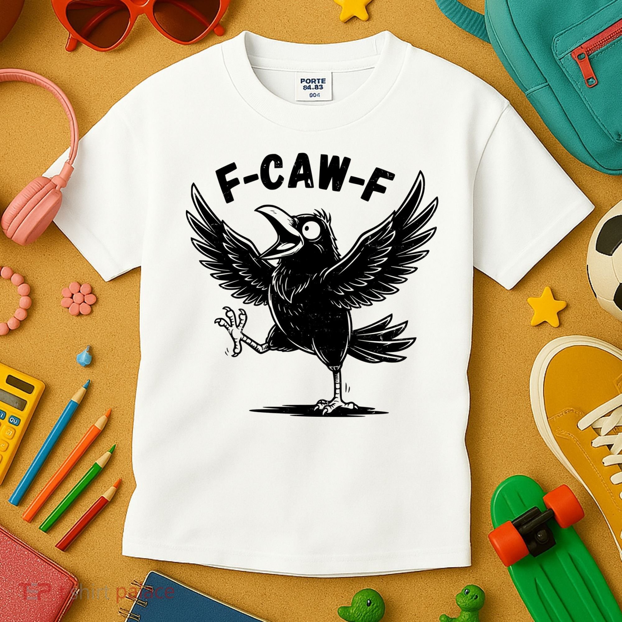 Funny Retro F CAW F Crow Raven Kids T-Shirt