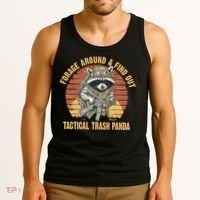 Funny Raccoon Forage Around & Find Out Tactical Trash Panda Tank Top thumb 3
