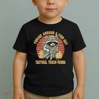 Funny Raccoon Forage Around & Find Out Tactical Trash Panda Toddler T-Shirt thumb 2