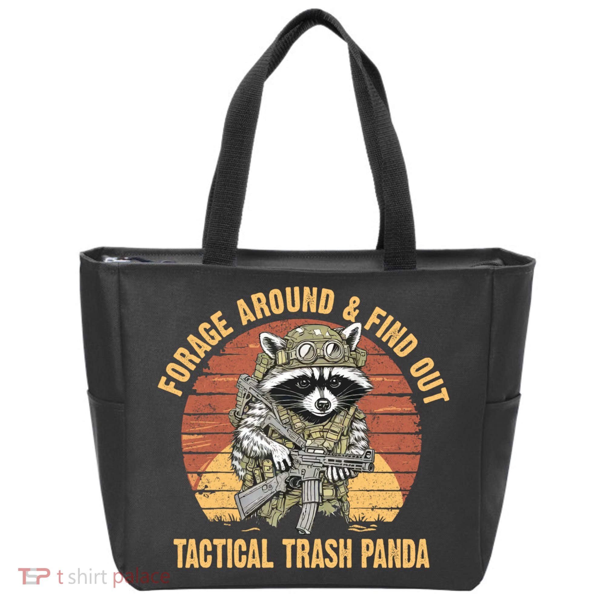 Funny Raccoon Forage Around & Find Out Tactical Trash Panda Tote Bag