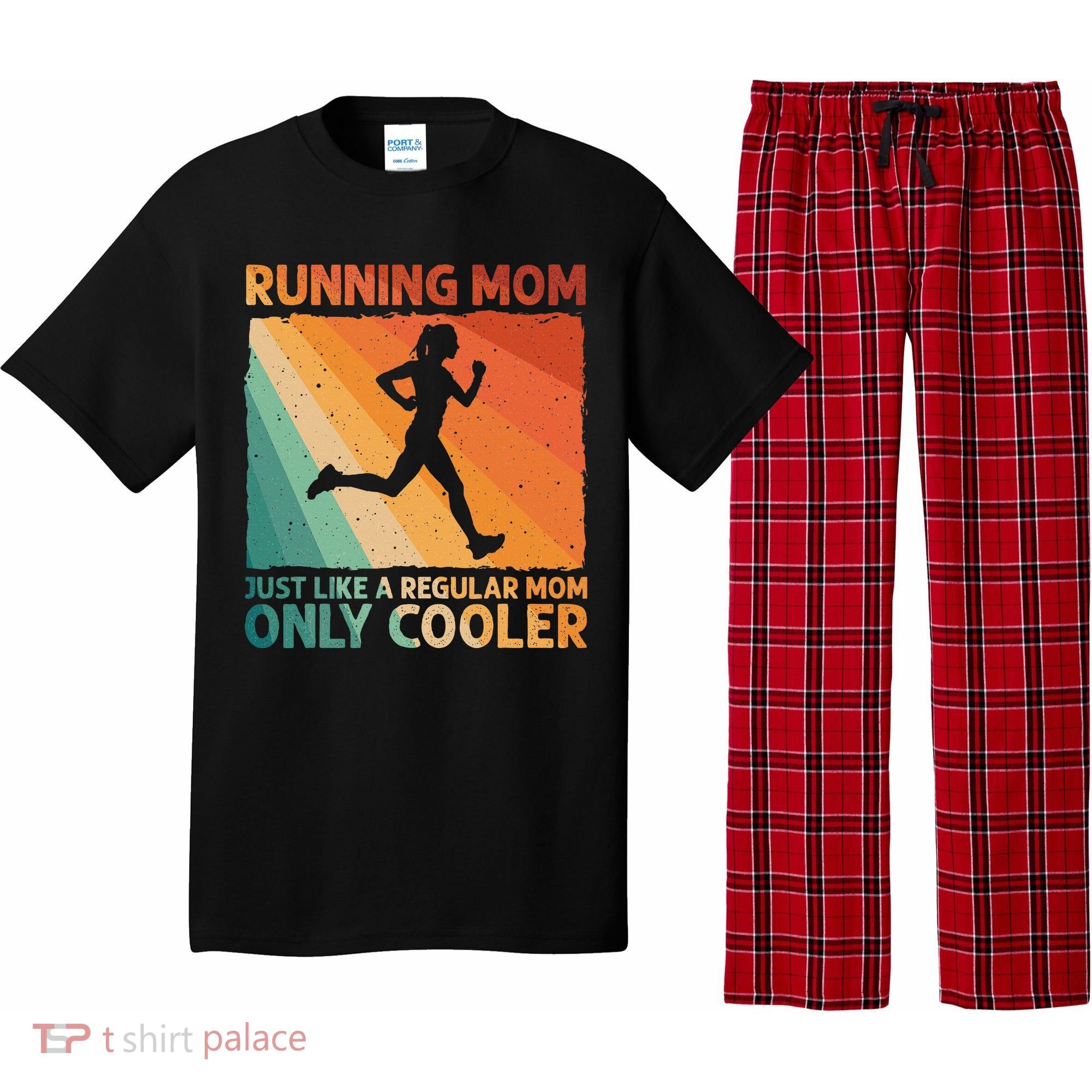 Funny Running For Wo Mom Marathoner Runner Coach Racing  Pajama Set