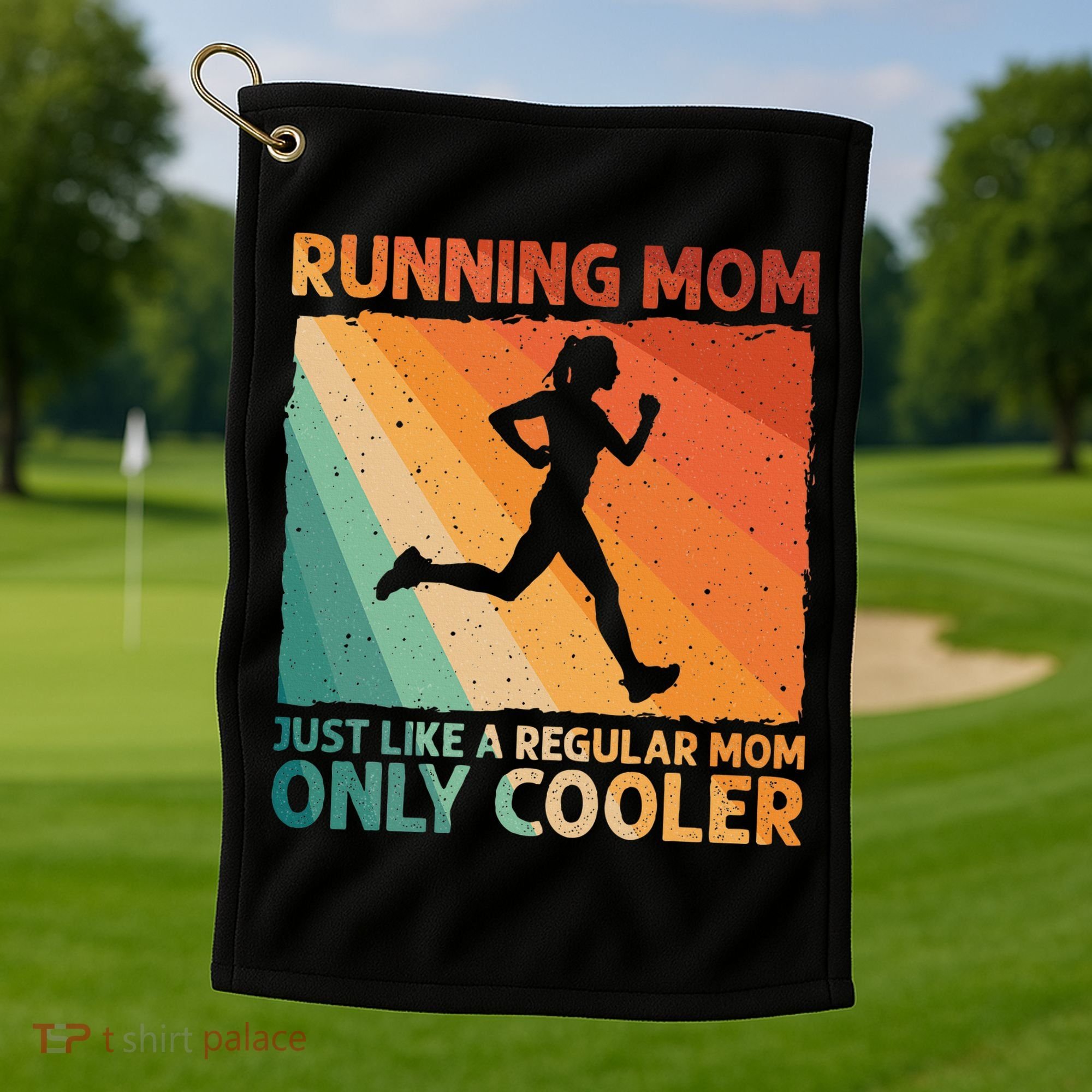 Funny Running For Wo Mom Marathoner Runner Coach Racing  Golf Towel
