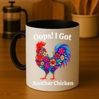 Floral Rooster Farm Animal Funny Oops I Got Another Chicken Coffee Mug thumb 4