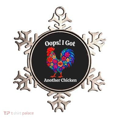 Floral Rooster Farm Animal Funny Oops I Got Another Chicken Ornament