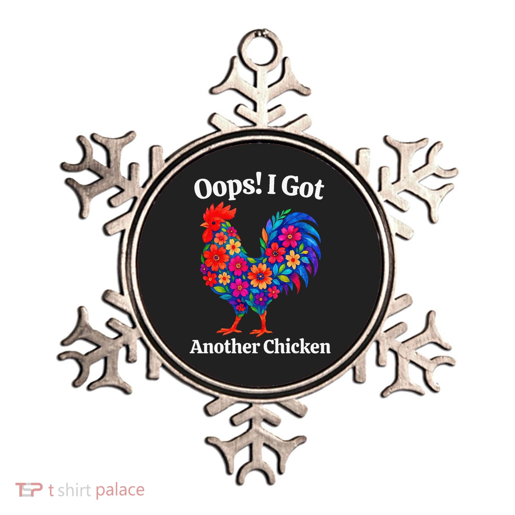 Floral Rooster Farm Animal Funny Oops I Got Another Chicken Ornament