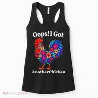 Floral Rooster Farm Animal Funny Oops I Got Another Chicken Women's Tank Top thumb 0
