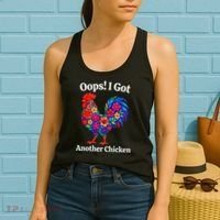 Floral Rooster Farm Animal Funny Oops I Got Another Chicken Women's Tank Top thumb 2