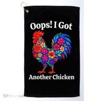 Floral Rooster Farm Animal Funny Oops I Got Another Chicken Golf Towel thumb 0