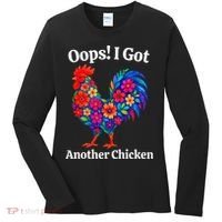 Floral Rooster Farm Animal Funny Oops I Got Another Chicken Women's Long Sleeve Shirt thumb 0