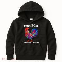 Floral Rooster Farm Animal Funny Oops I Got Another Chicken Kids Hoodie thumb 0