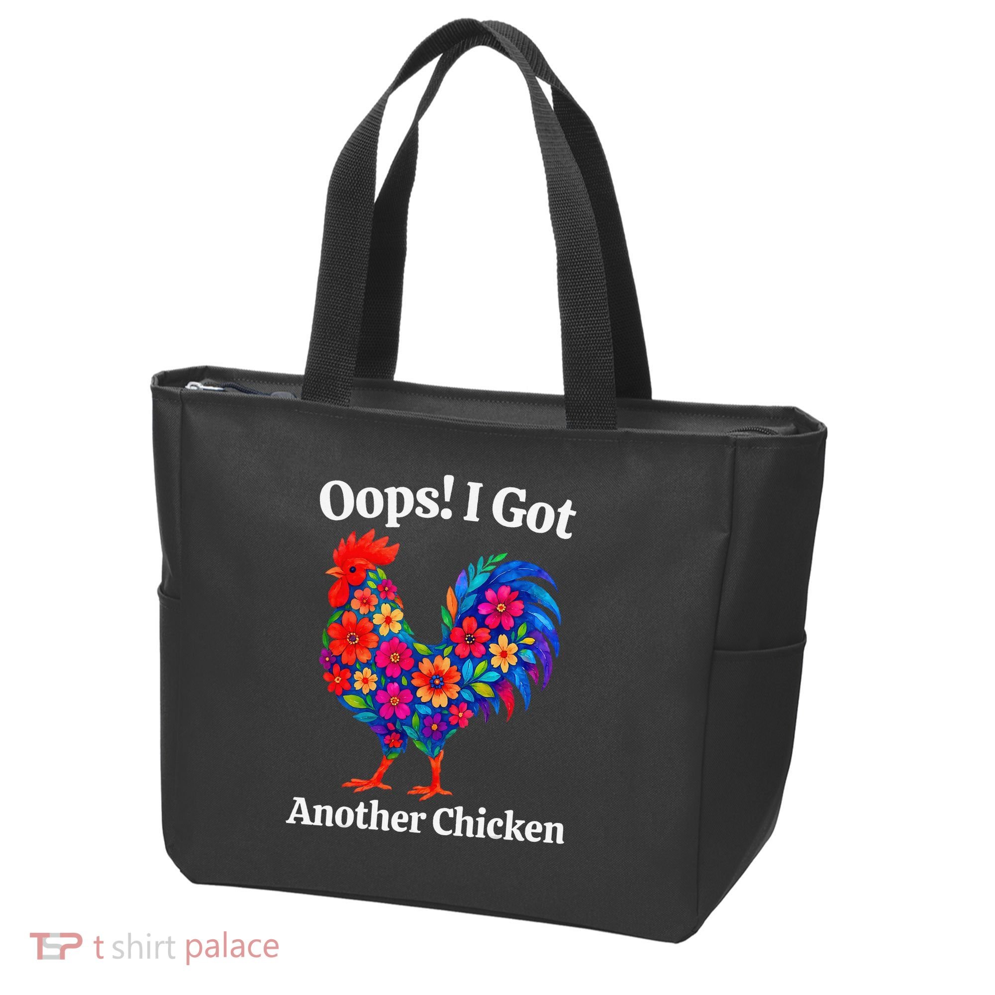 Floral Rooster Farm Animal Funny Oops I Got Another Chicken Tote Bag