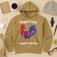 Floral Rooster Farm Animal Funny Oops I Got Another Chicken Hoodie thumb 3