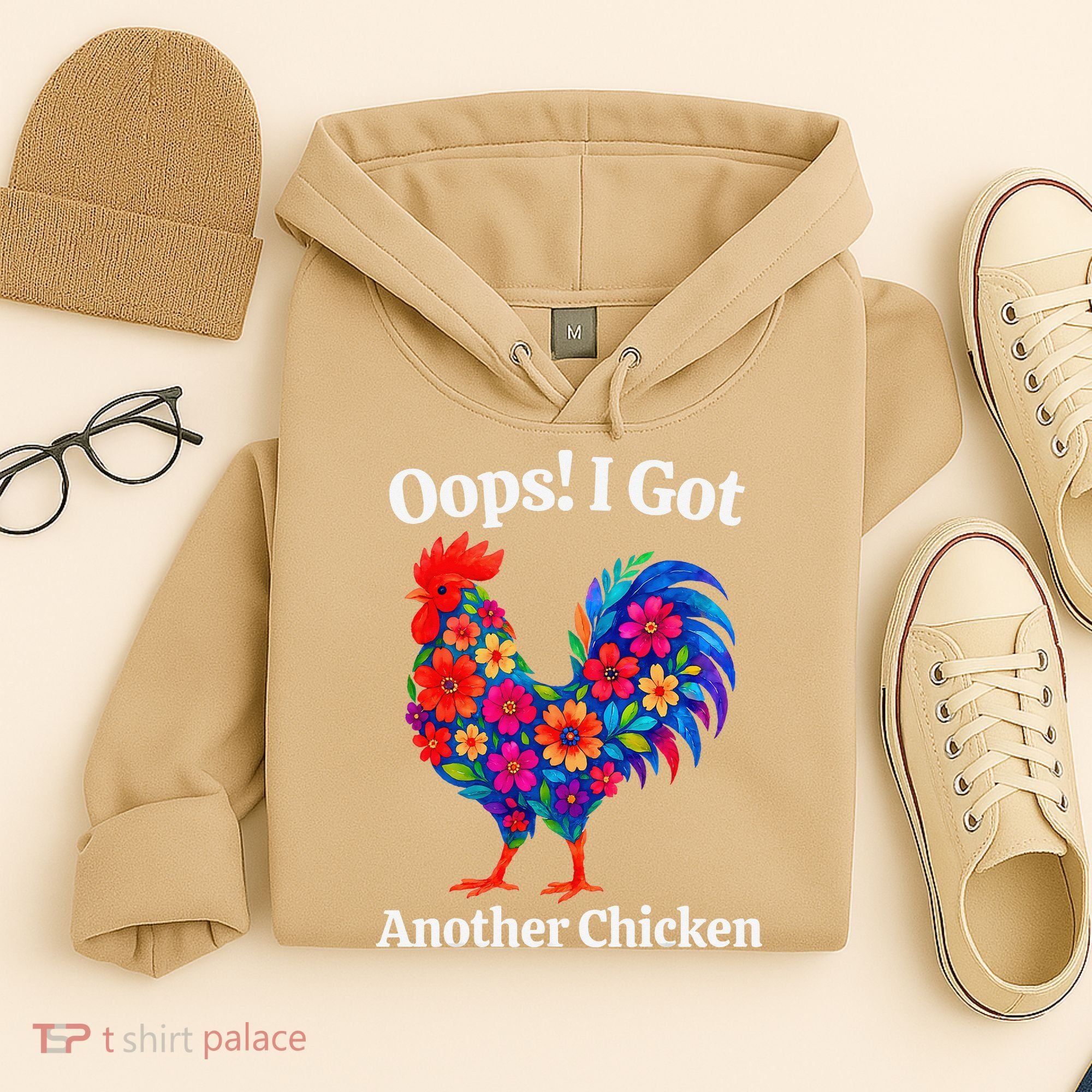 Floral Rooster Farm Animal Funny Oops I Got Another Chicken Hoodie