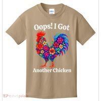 Floral Rooster Farm Animal Funny Oops I Got Another Chicken Kids T-Shirt thumb 0