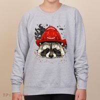 Firefighter Raccoon Fire Department Fireman Trash Panda Women's Sweatshirt thumb 0