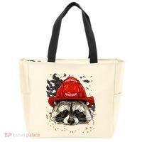Firefighter Raccoon Fire Department Fireman Trash Panda Tote Bag thumb 0