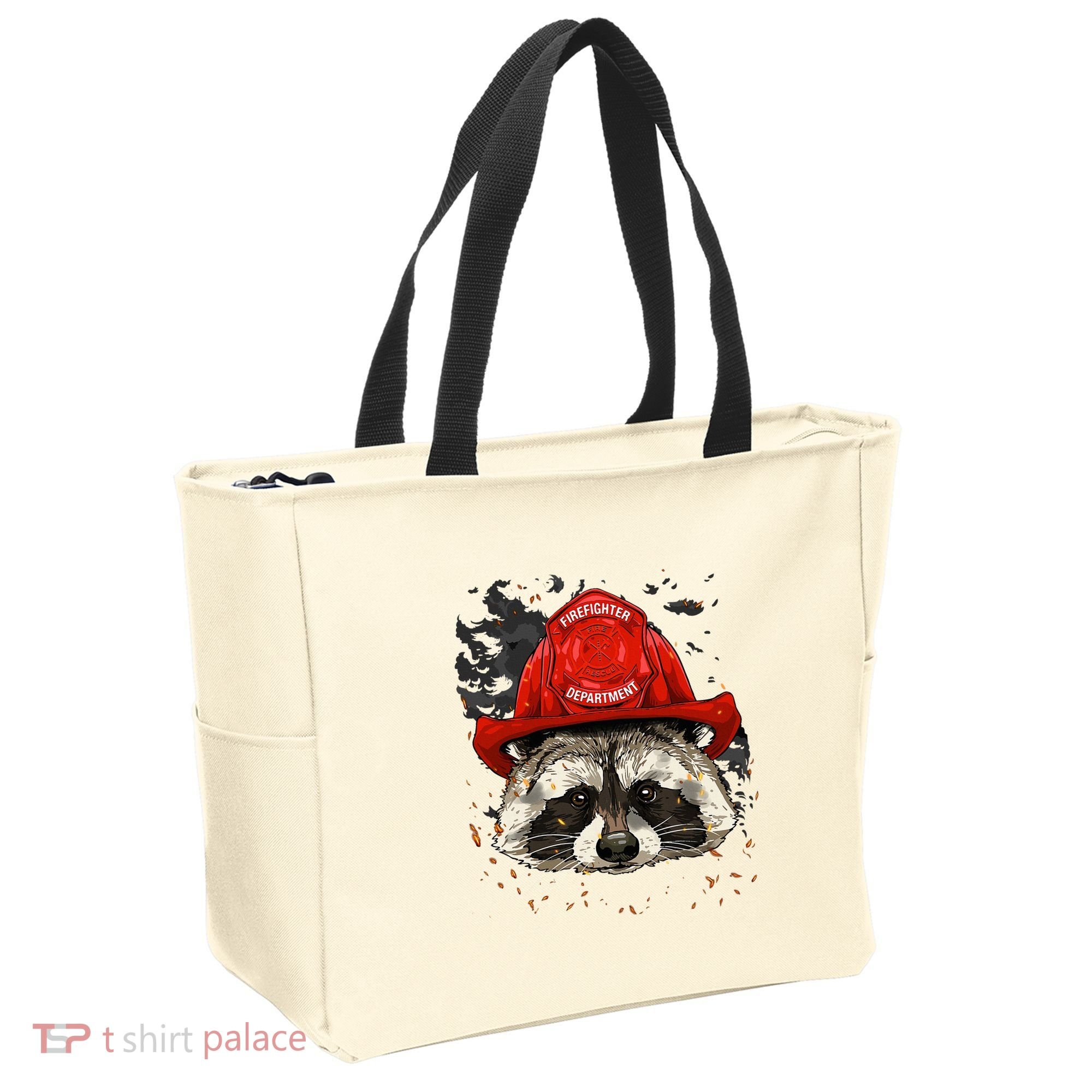 Firefighter Raccoon Fire Department Fireman Trash Panda Tote Bag