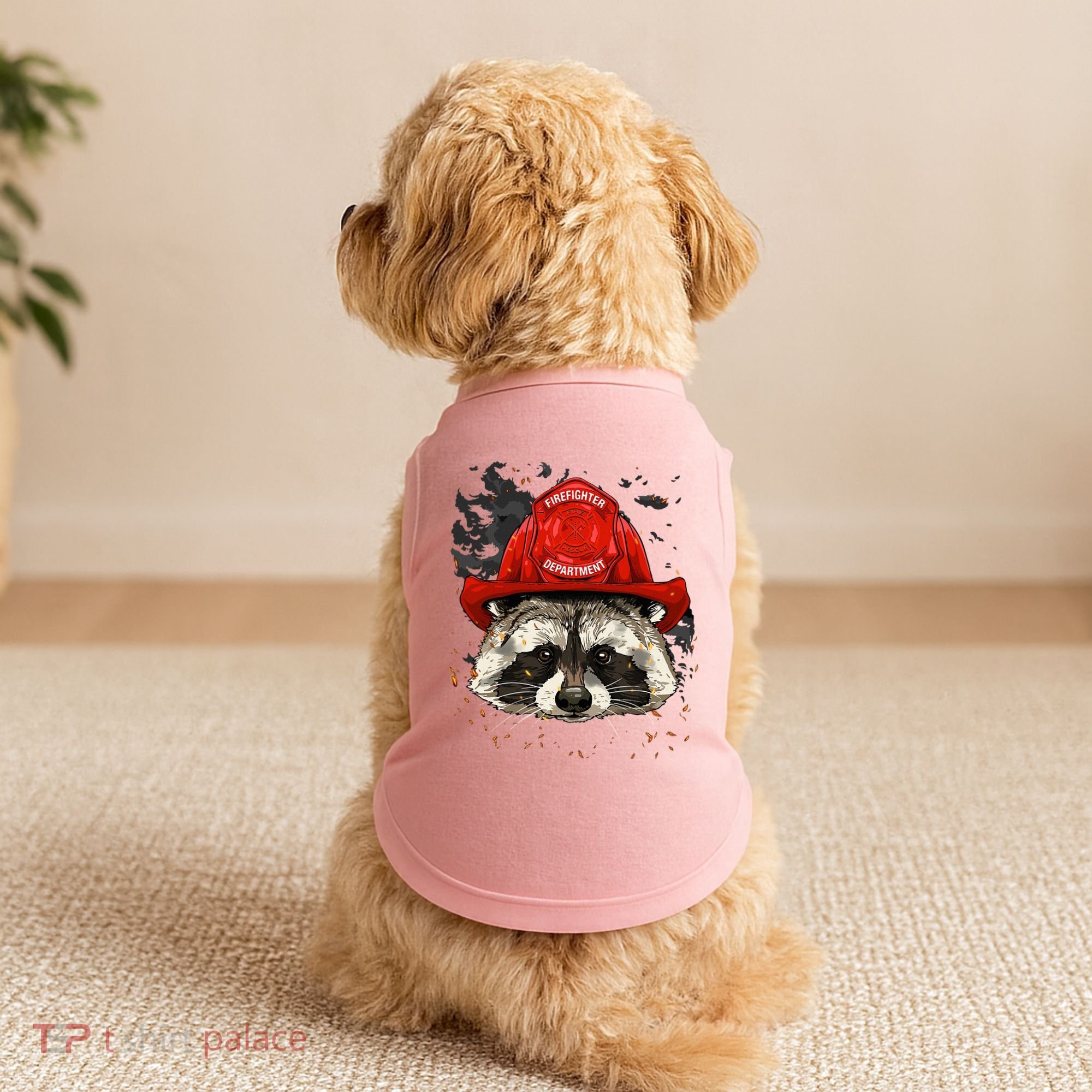 Firefighter Raccoon Fire Department Fireman Trash Panda Doggie Tank